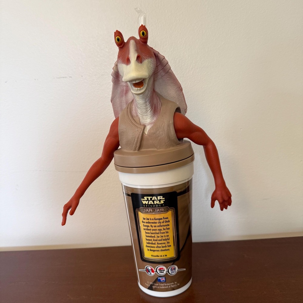 Vintage Star Wars JAR JAR BINKS 3D Pepsi Taco Bell Pizza Hut KFC 13" Topper Cup